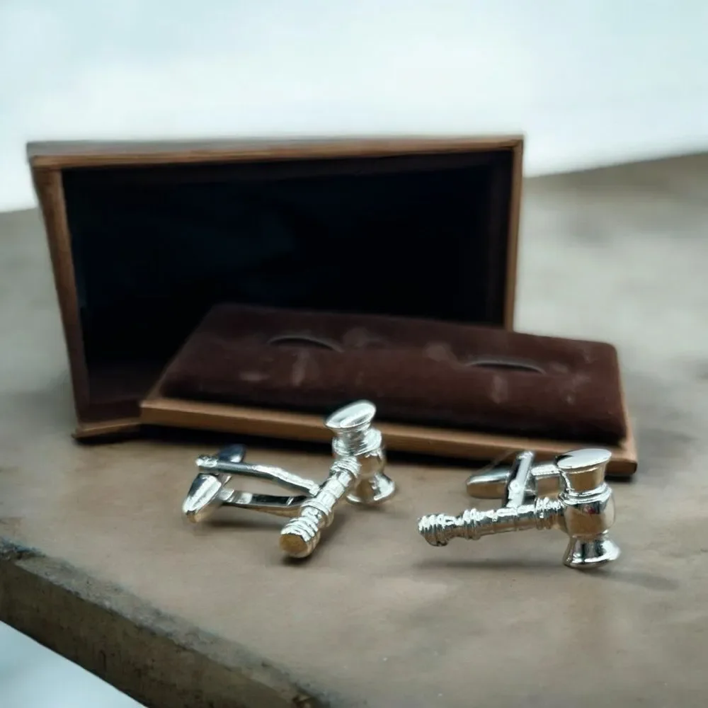 SILVER GAVEL CUFF LINKS - NEW IN BOX